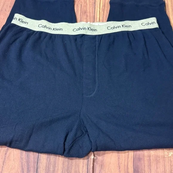 Men’s Size XL Calvin Klein Navy Waffle Knit Thermal Loungewear Joggers - Picture 7 of 13